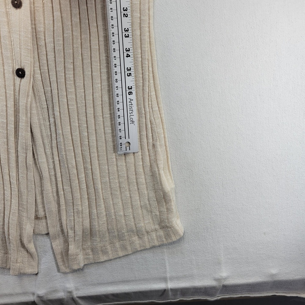 Free People Beach Cardigan Dress Womens Small Cream Ribbed Long Sleeve Longline - Picture 7 of 9